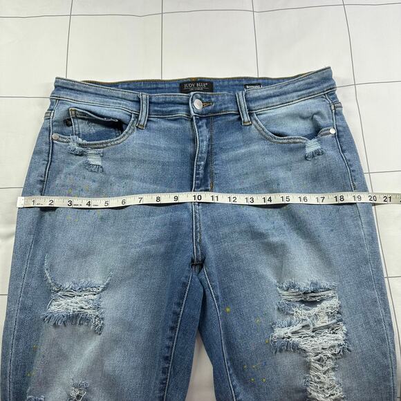 Judy Blue Jeans Womens 32 Paint Splatter Boyfriend Fit Distressed Boho Artsy - Picture 9 of 13